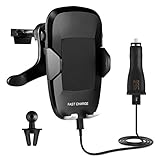 Wireless Charger Car Mount with Dual USB Fast Car Charger Woodeey QI Wireless Charging Stand Phone Holder for iPhone X 8 8 plus Samsung Galaxy S8 S8 Plus S7 S7 Edge and All Qi Enabled Devices