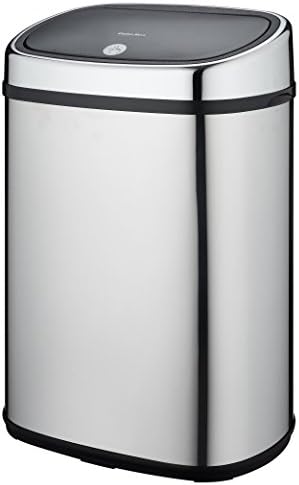 KITCHEN MOVE bat-48ls09-b SS one-Touch Semi-Automatic Square Stainless Steel Chrome Kitchen Bin 50 Litre