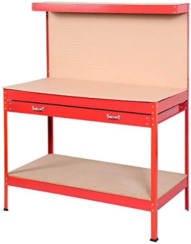 Goplus Steel Workbench Tool Storage Work Bench Workshop Tools
