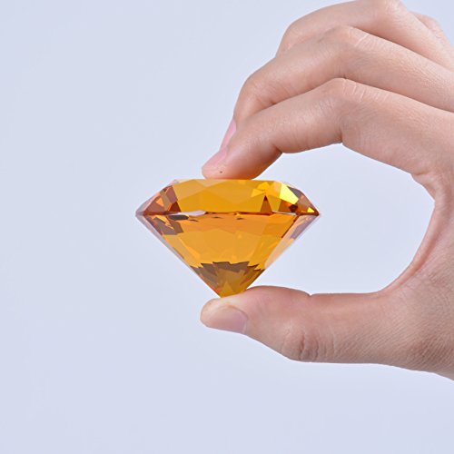 LONGWIN 50mm (2") Crystal Faceted Diamond Paperweight Wedding Favor Home Decor (Amber) - Thumbnail 3