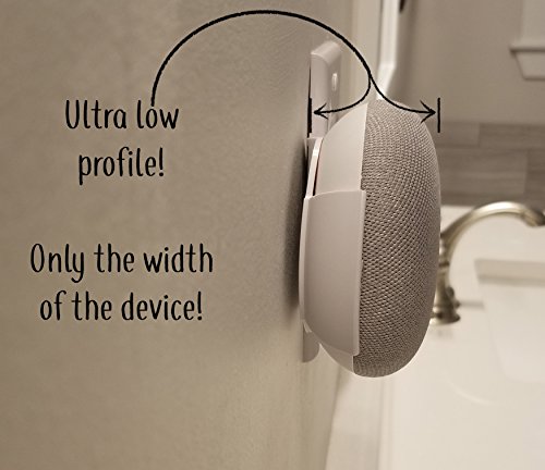 The USB Cover Plate Mount for Google Home Mini (1st Gen): Custom Built-in Holder and Outlet Wall Mount - Designed in The USA by Mount Genie (White, 1-Pack)