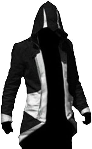TEENTAGE Men's Costume Hoodie Jacket Cosplay Coat with Attachable Hood,Black and Gray,Men-XX-Large