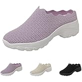 WENOREG Women's Slip on Mesh Mule Loafer Shoes,Fashion Low Wedge Lightweight Breathable Mesh Work Non-Slip Walking Shoes Memory Foam Slippers