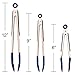 Cook With Color Stainless Steel Locking Food Tongs for Cooking and Grilling, Premium Silicone Tipped Tongs for Non Stick Cookware, 6”, 9” and 12” Set of Three, Rose Gold and Navy Sturdy Tongs