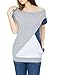 Allegra K Women's Boat Neck Batwing Sleeves Color Block Tunic Top M Grey