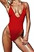 Zero City Women's One Piece Swimsuits Monokini High Cut Bathing Suit Red L