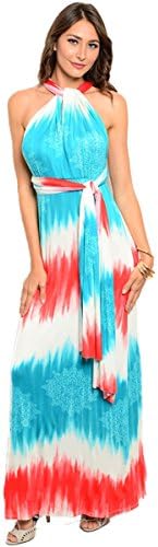 VINA VINO WOMENS INFINITY MULTI WAY HALTER LONG MAXI CONVERTIBLE WRAP DRESS Aqua Small