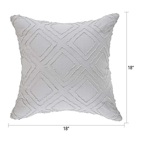MoMA Decorative Jacquard Diamond Throw Pillow Covers (Set of 2) - Cotton Pillow Cover Sham Cushion Cover - Throw Pillow Cover - Sofa Throw Pillow Cover - Square Pillowcase - Light Gray - 18" x 18" - Thumbnail 5
