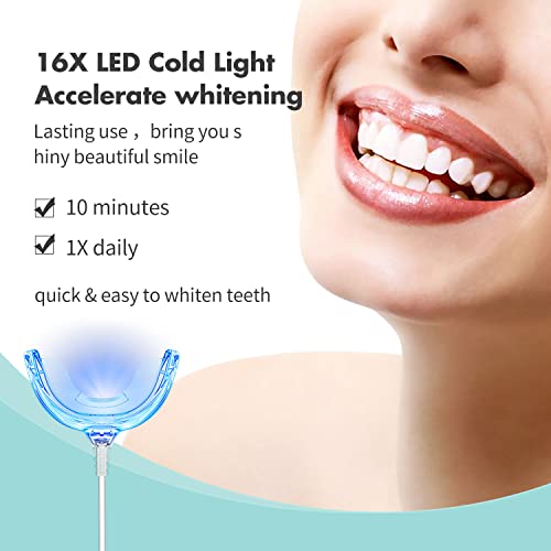 TIEBOW Teeth Whitening,3X Gel Syringes&Whitening Pen with Professional 35% Carbamide Peroxide Teeth Whitener,16X Teeth LED Light Accelerate whitening,Pain Free and Enamel Safe Teeth Whitening Kit