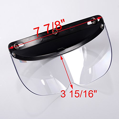 image for Anzio 1Pcs Flip Up Clear Visor Full Face Shield 3 Snap For Open Half F