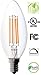 Bioluz LED 92 CRI E12 LED Candelabra Bulbs 60 Watt (5.5W) Warm White 2700K Clear LED Filamament Candle Bulb Dimmable UL Listed Title 20 6-Pack