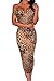 Happy Sailed Women's Leopard Print Off-the-shoulder Midi Dress, One Size Leopard