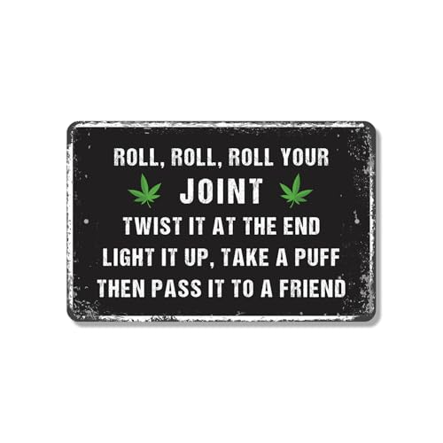 Roll Your Joint 8 Inch x 12 Inch Novelty Plastic Sign Slow Burn Good Vibes Dura…