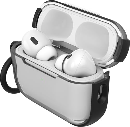Otterbox Funda Clear Series para AirPods Pro (1st/2nd Gen & Pro 2), Restistente a Caídas y Golpes, Ultra Fina, Protege contra Arañazos y Rasguños, Incluye Mosquetón, Black Crystal