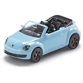 Siku VW Beetle Convertible 1505 | Diecast Metal &amp; Plastic Toy Vehicle Replica | Light Blue Color | Trailer Hitch, Metal Body, Black Wheel Rims, Detailed Headlights | Collectible Blister Series