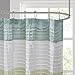 Madison Park Amherst Bathroom Shower Curtain Faux Silk Pieced Striped Modern Microfiber Bath Curtains, 72x72 Inches, Green
