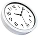 hito Silent Wall Clock Non Ticking 10 inch Excellent Accurate Sweep Movement Glass Cover, Decorative for Kitchen, Living Room, Bathroom, Bedroom, Office (White)