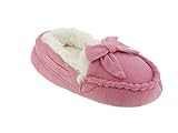 Chatties Girls Moccasin Slippers with Faux Fur Lining