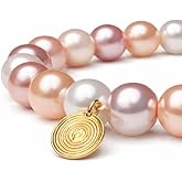 VAN DER MUFFINS JEWELS 18k Freshwater Pearl Bracelet | Ombré Pink Pearl | Layered Stretch Bracelet | June Birthstone Jewelry | 7 Inch