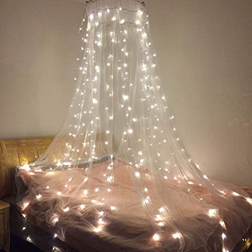 MZD8391 Curtain String Lights, 9.8 X 9.8ft 304 LED Starry Fairy Lights for Wedding, Bedroom, Bed Canopy, Garden, Patio, Outdoor Indoor (White curtain light)