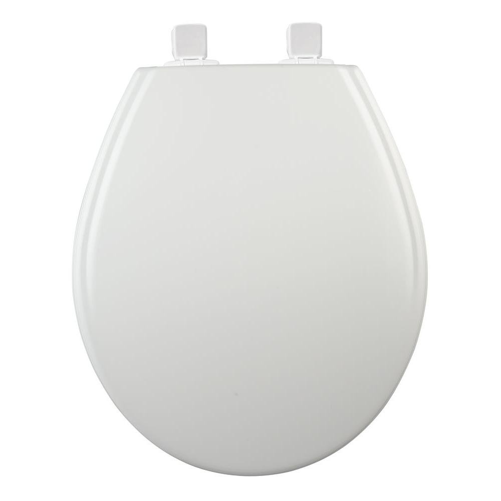 BEMIS Adjustable Slow Close Never Loosens Round Closed Front Toilet Seat in White Toilets