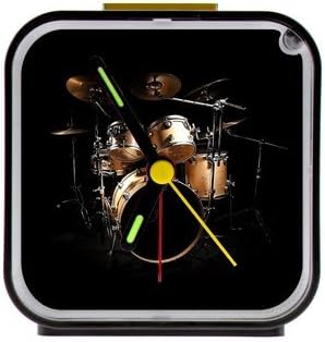 rock drum set/drum kit musical instrument Custom Square Black Alarm Clock,Home Decor 100% Quartz