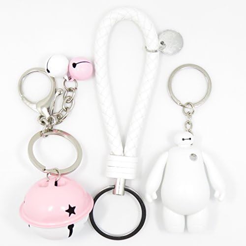 Bat King Cute 3D Cartoon Big White Key Chain Key Ring,Handbags Accessory,Portable Strip with Bell