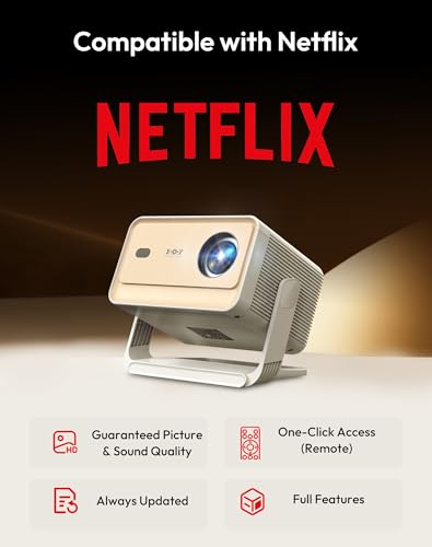 【Compatible with Netflix & AI Autofocus】XGODY Smart 4K Projector 700ANSI 1080P with 6D Auto Correction, FHD Movie Projector with WiFi 6 and Bluetooth 5.4, Home Cinema Projector for Bedroom