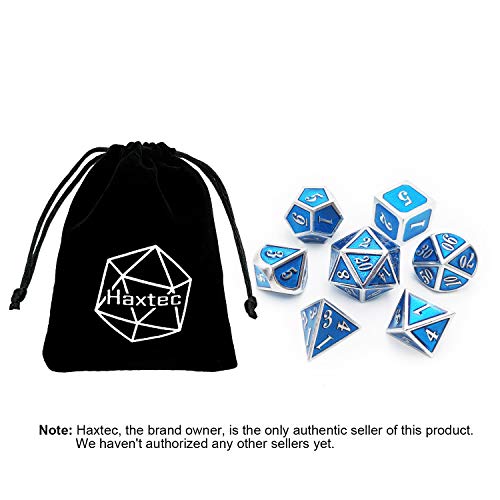 image for Haxtec 7PCS Zinc Alloy Metal Dice Durable Polyhedral Dice D20 D12 D10 