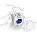 [New Version] PowerCube 4 Outlets Dual USB Port Surge Protector Wall Adapter Power Strip with Resettable Fuse, Cobalt Blue