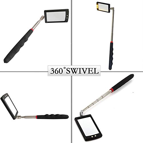 Telescoping Lighted Inspection Mirror, Telescoping LED Lighted Flexible Adjustable Inspection