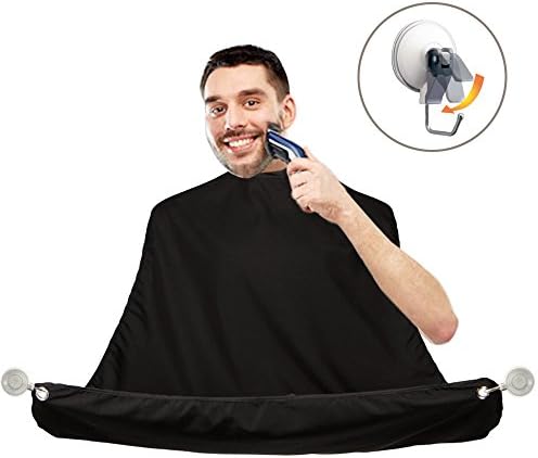 Beard Bib Apron Cather by Flinelife Beard Cape &amp; Hair Clippings for Shaving,Trim Your Beard In Minutes Without The Mess (BLACK)