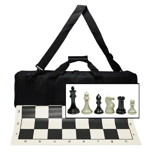 Ultimate Tournament Chess Set with New Silicone Chess Mat, Canvas Bag and Super Triple Weighted Chessmen with 4