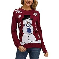 Pink Queen Unisex Ugly Christmas Xmas Pullover Sweater Jumper Red Snowman M