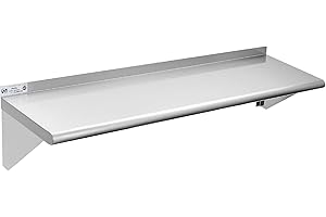 HALLY SINKS & TABLES H Hally Stainless Steel Shelf 12 x 48 Inches 280 lb, NSF Commercial Wall Mount Floating Shelving for Restaurant, Kitchen, Home and Hotel