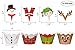 128 Pieces Christmas Cupcake Toppers Wrappers Party Supplies Favors - Snowman Santa Claus Reindeer Elf Gnome Gingerbread