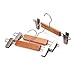 J.S. Hanger Wooden Pant Hangers with Anti-rust Hook and Clips, Natural Finish, 5-Pack