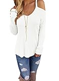 JomeDesign Women Loose Knitted Cut Out Cold Shoulder Sweater Top Blouse