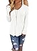 JomeDesign Women Loose Knitted Cut Out Cold Shoulder Sweater Top Blouse