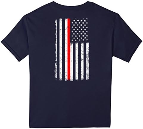 Kids Firefighter shirts: Custom Thin Red Line US Flag T-shirt 12 Navy