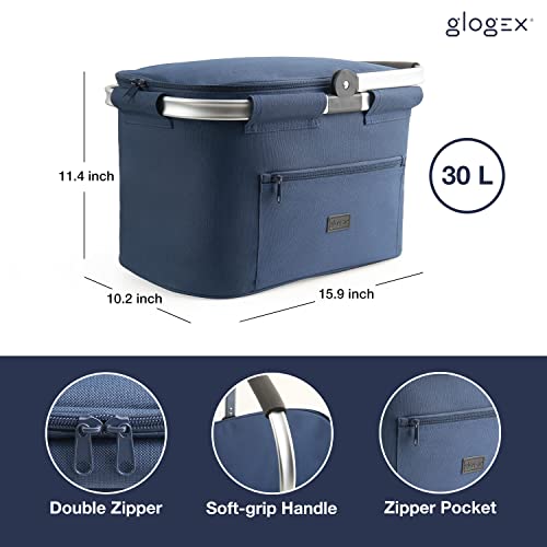 Insulated Collapsible Picnic Basket with Lid Large, Waterproof and