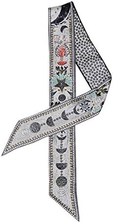 Xiang Ru Women Headband Real Silk Scarf Scarves Handbags Ribbon Riband Twilly Grey