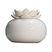 YJY Ceramic Aromatherapy Essential Oil Diffuser, Lotus Flower Humidifier Portable for Office, USB Auto Shut-Off Intermittent 8 Hours Work Air Purifier(White-White)