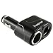 Two-Way(2 in 1) 12V DC Car Charger Cigar Cigarette Lighter Double Power Adapter Socket Splitter, Black