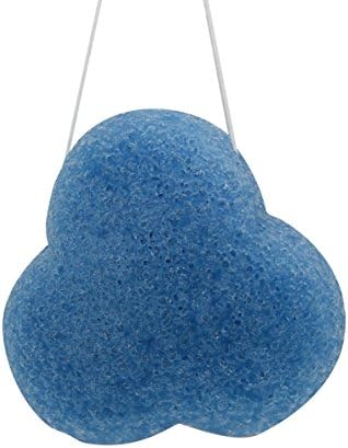 Feather Stone Konjac All Natural Fiber Facial Sponge, Clover Shaped, Blue, 4 Gram