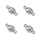 Pandahall 100 Sets Round Oval Brass Magnetic Clasps for Bracelet Making, Nickel Free, 11x5mm (Platinum)