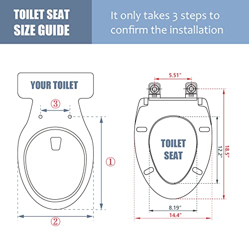 CcBello Elongated Toilet Seat Soft Close with NonSlip Seat Bumpers, Slow Close, Easy to Install