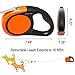 KOOLTAIL Dual Retractable Leash for Two Dogs Up to 110 Lbs, Heavy Duty Double Headed 16 ft Flexi Extendable 360 Tangle-Free One Button & Lock Brake Leash for Small to Large Dogs Puppy Orange