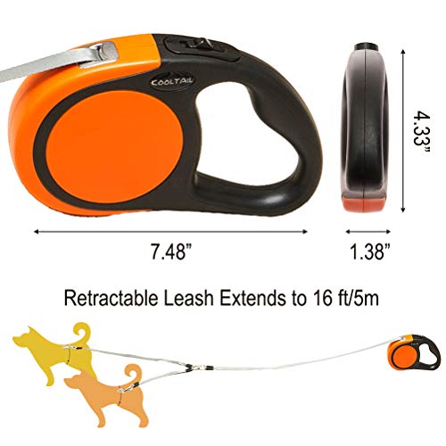 Dual Retractable Dog Leash Heavy Duty Double Headed 16 ft Extendable