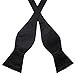 100% Premium Silk Handmade Mens Solid Self Tie Bow Tie - Various Colors (Black)